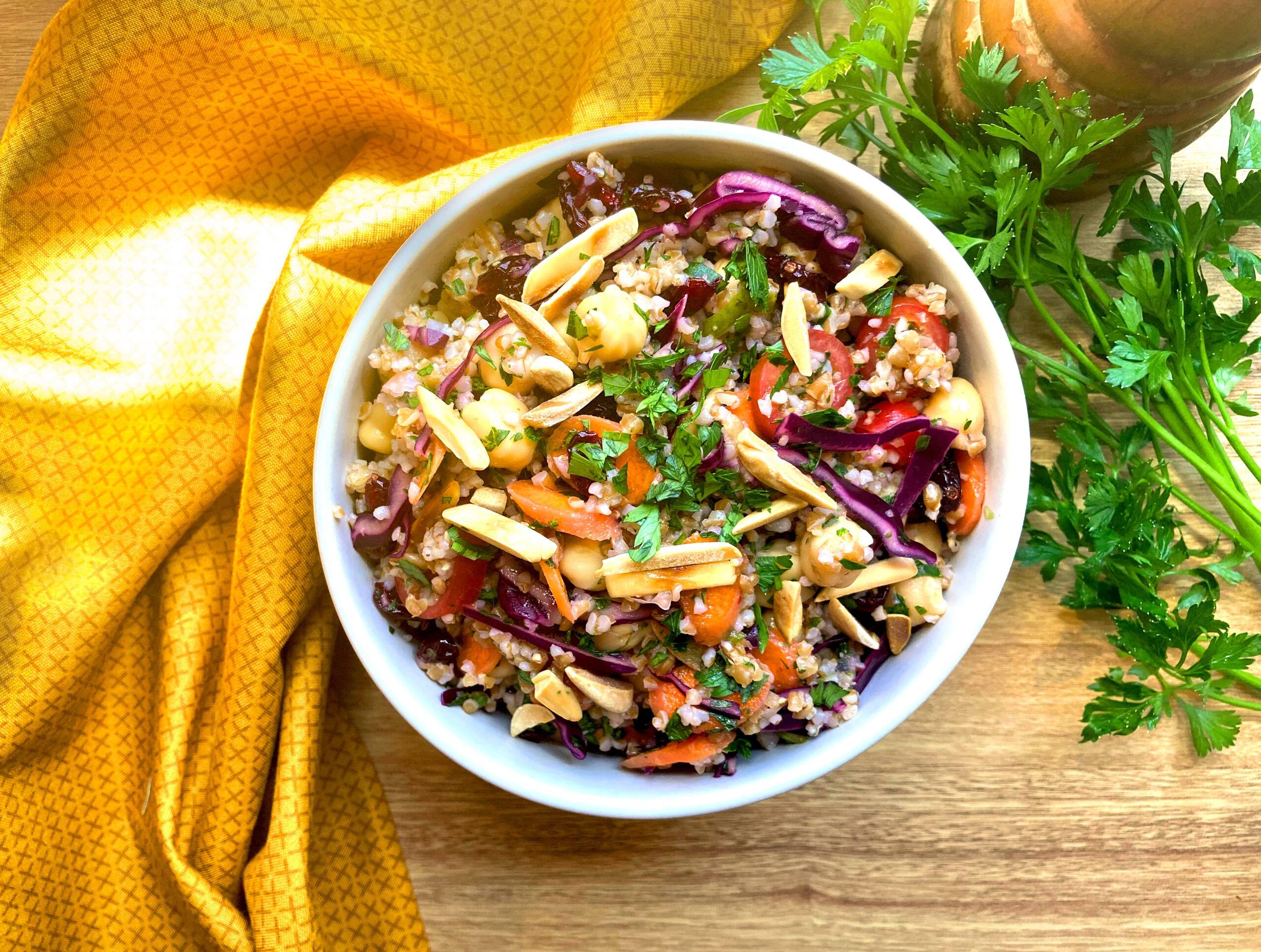 Moroccan Bulgur and Chickpea Salad