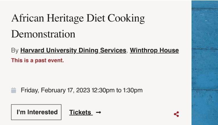 African Heritage Diet Cooking Demonstration