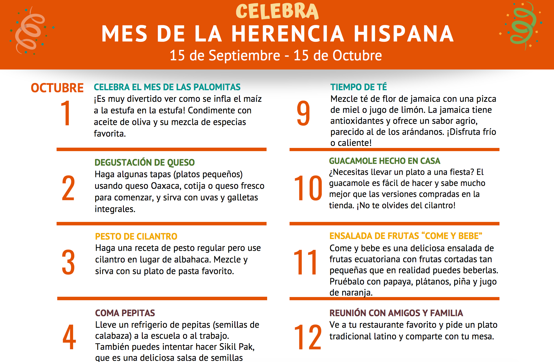 Calendario Nacional del Mes de la Herencia Hispana