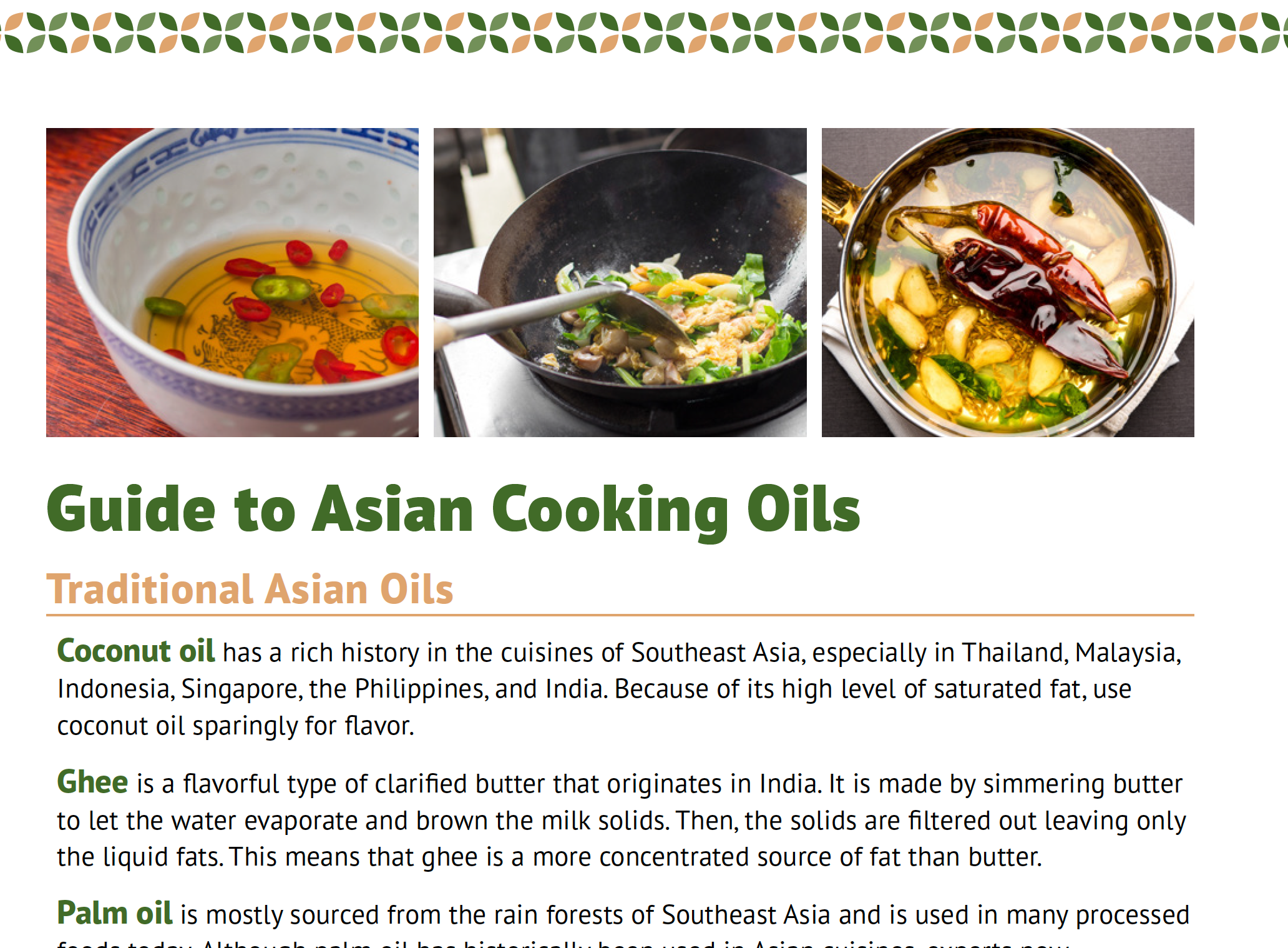 Oldways Guide to Asian Cooking Oils and Types of Fat in Cooking Oils