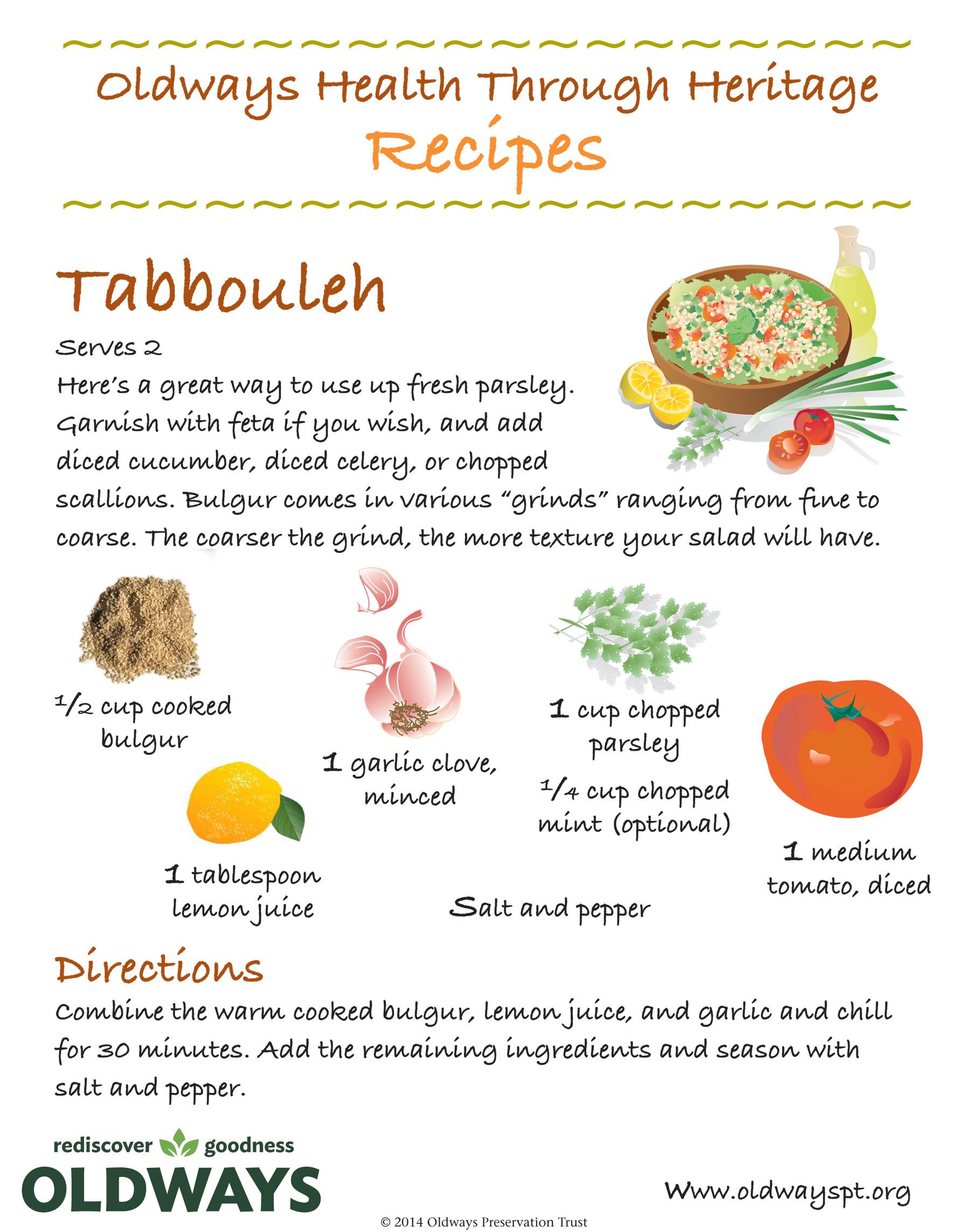 Oldways Illustrated Tabbouleh Recipe