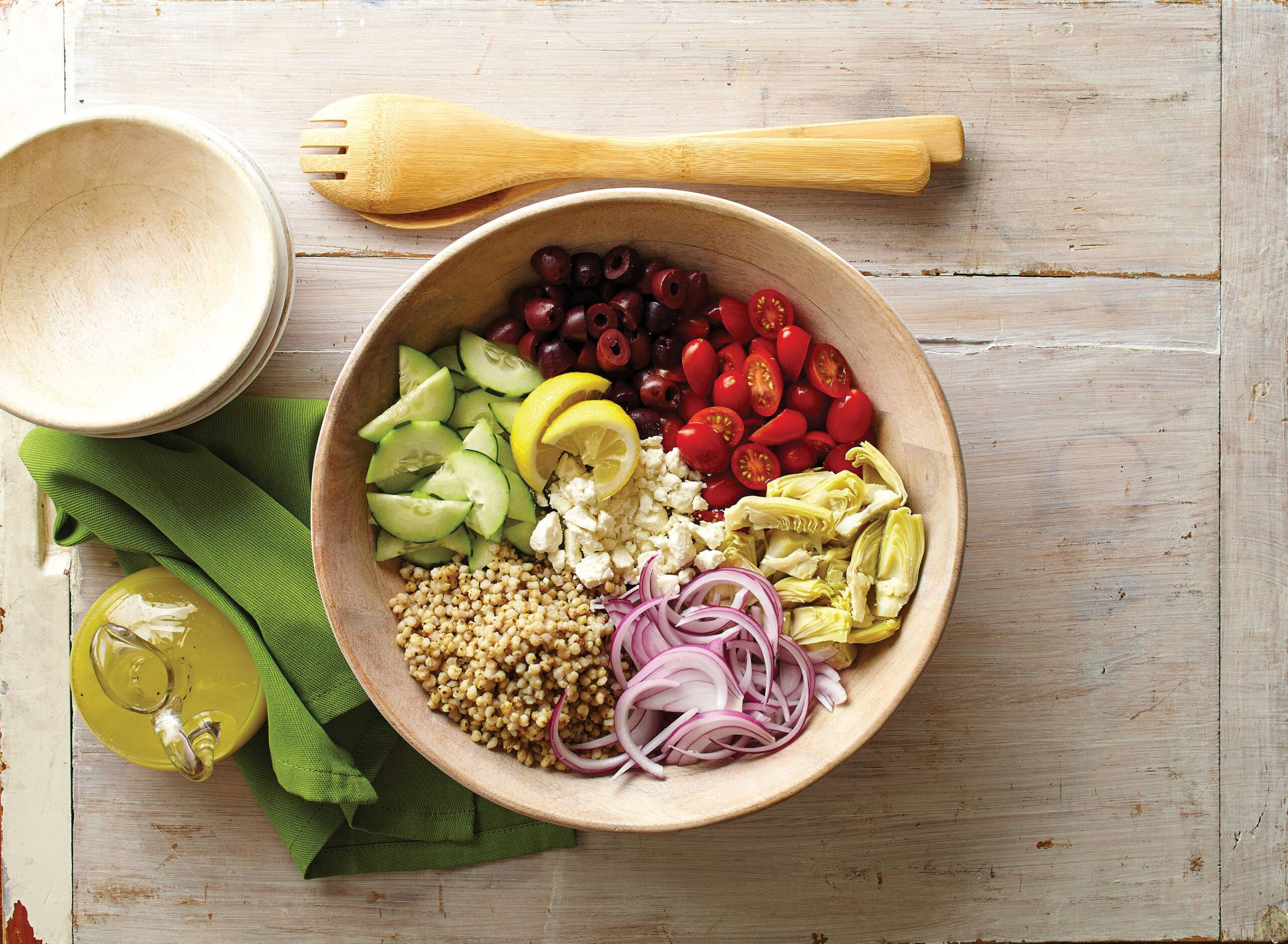 Freekeh & Black Lentil Salad with Roasted Cauliflower and Dried