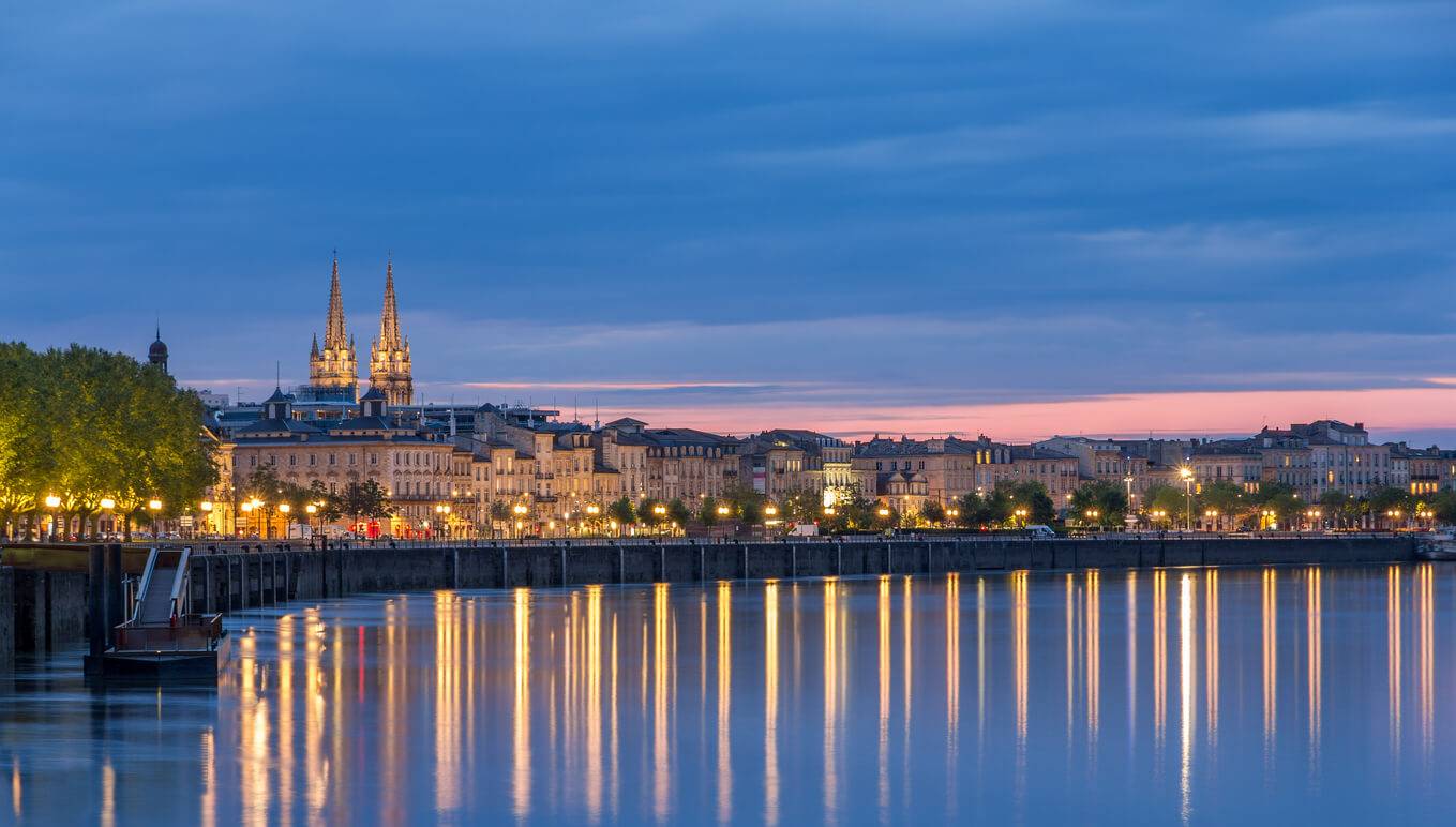 View on bordeaux in the evening france