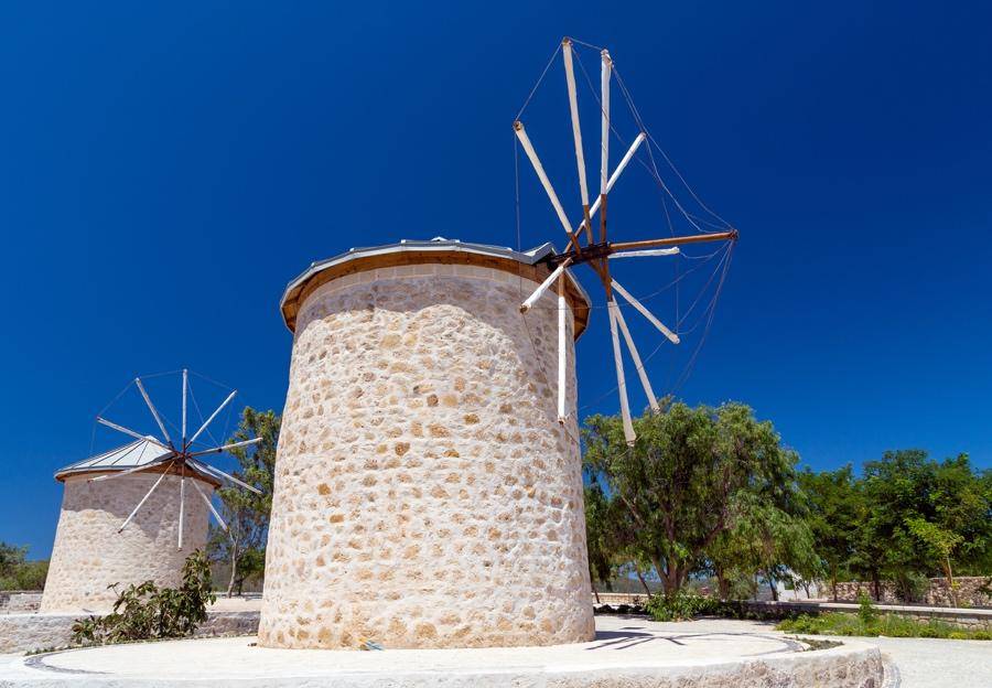 Windmills stand tall in the village