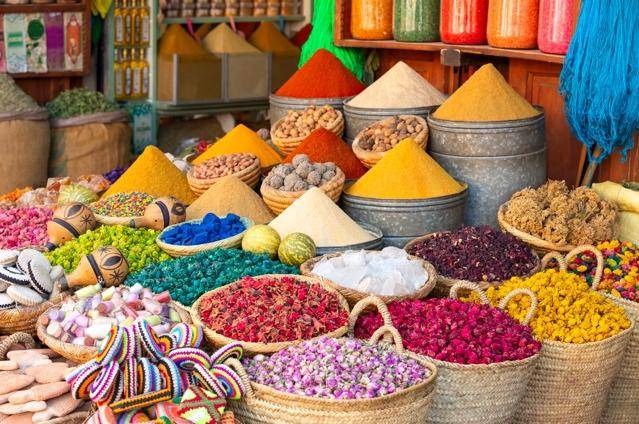 A vibrant display of colorful spices